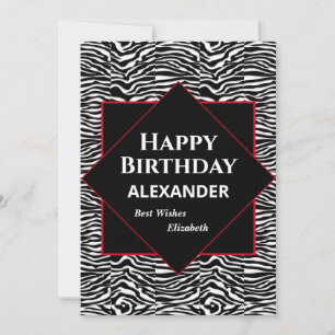 Feliz Aniversário Black White Modern Personalize C