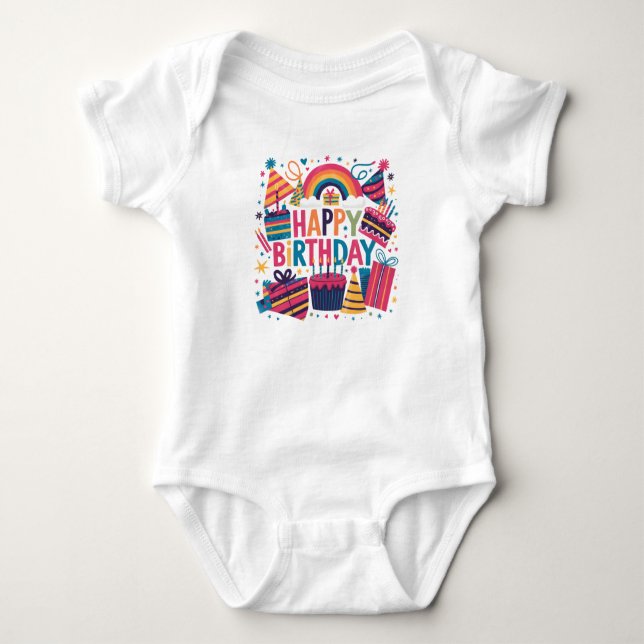 Feliz Aniversário :-) body para bebê (Frente)