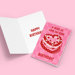 Feliz Aniversário Bolo Saudação Cartões Coração Ce