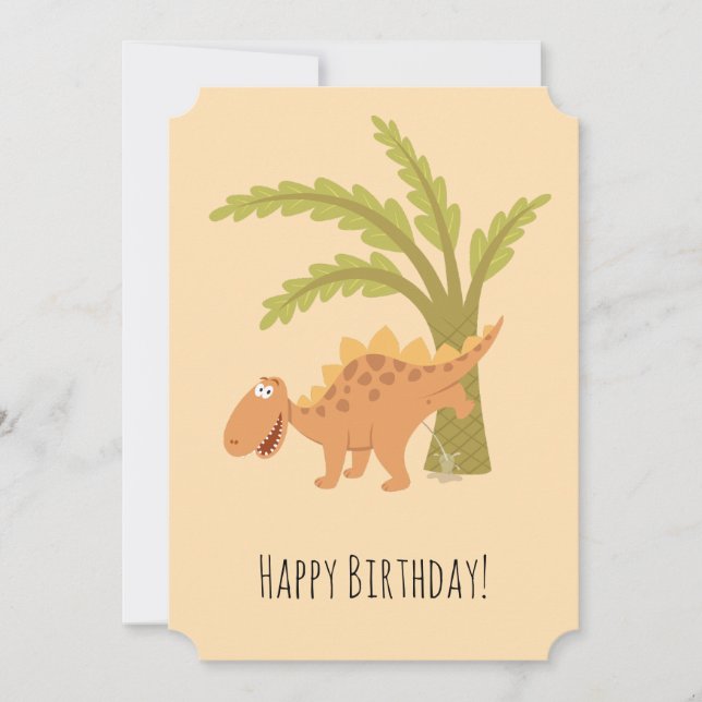 Feliz Aniversário, Bonita Diversão Dinossaur Dino  (Frente)