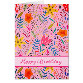 Feliz Aniversário Bonito Cartão de Arte Flor
