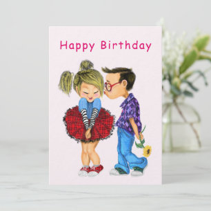 Feliz Aniversário Bonito Casal Romântico Pintor 