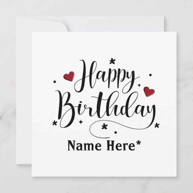 Feliz Aniversário, Caligrafia Minimalista (Frente)