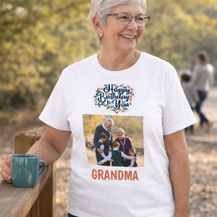 Feliz aniversário Camiseta de foto da Vovó