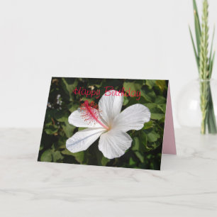 Feliz Aniversário - Cartão Branco Hibiscus
