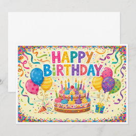 Feliz aniversário cartão brilhante alto em branco