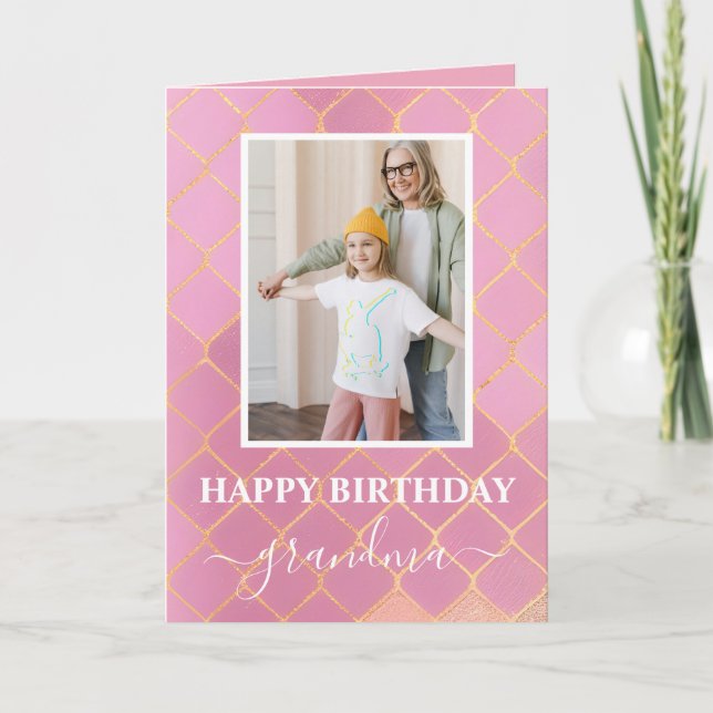 Feliz Aniversário Cartão com fotos Vovó (Frente)