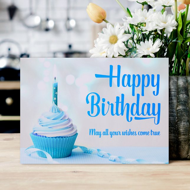 Feliz Aniversário Cartão de Aniversário do Cupcake (Happy Birthday Blue Cupcake Birthday Card)