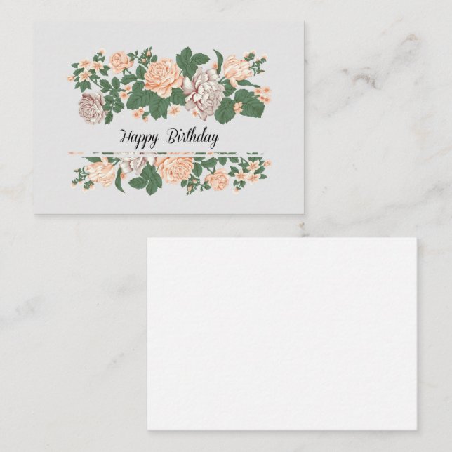 Feliz Aniversário - Cartão de Aniversário Floral B (Frente/Verso)