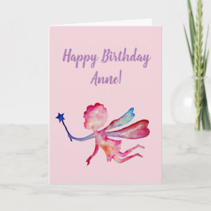 Feliz Aniversário Cartão de Fada Rosa Personaliz