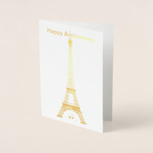 Feliz aniversário Cartão de Foil em Torre Eiffel P