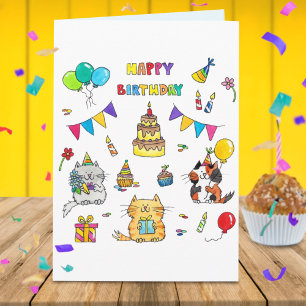 Feliz Aniversário - Cartão de saudação de Cat,