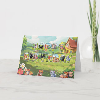 Feliz Aniversário - Cartão de Saudação para Gatos