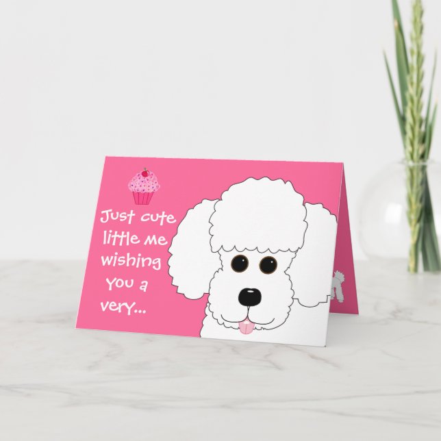 Feliz aniversário! Cartão Poodle Dog Art (Frente)