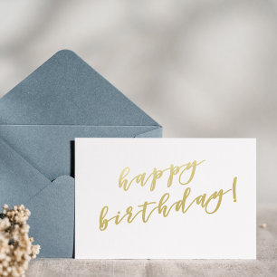Feliz Aniversário   Cartão Postal de Script Ouro F