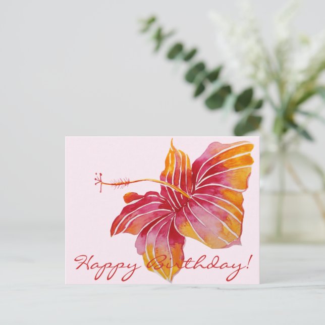 Feliz aniversário | Cartão postal Floral Hawaii (Em pé/Frente)