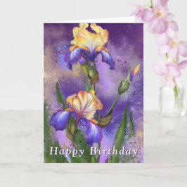 Feliz Aniversário Cartão Purple Iris Flowers Iriss
