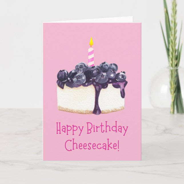 Feliz Aniversário Cartão Rosa De Cheesecake De Aze (Frente)