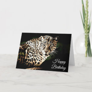 Feliz Aniversário Cartão Virgem Leopardo Legal