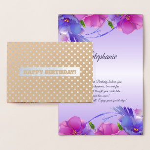 Feliz aniversário. Cartões De Foil De Luxo Flora