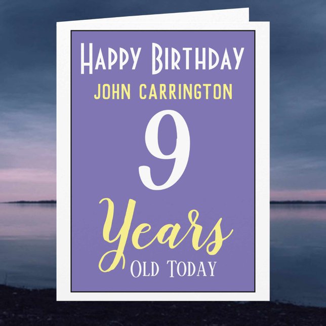 Feliz Aniversário com Cartão de 9 Anos e Nome (Criador carregado)