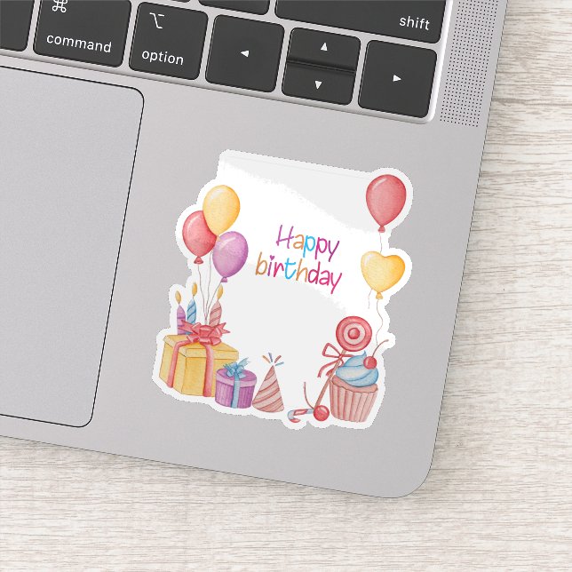 Feliz aniversário com o adesivo dos balões (Detalhe)