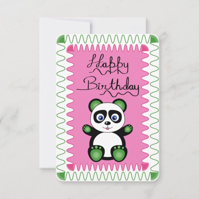 Feliz Aniversário Com Panda Verde (Frente)