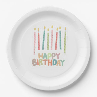 Feliz Aniversário com Velas em Pratos de Papel