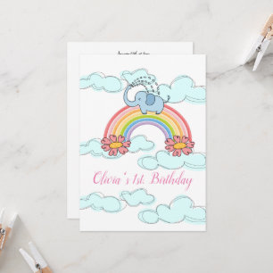 Feliz Aniversário Convite Baby Blue Elephant