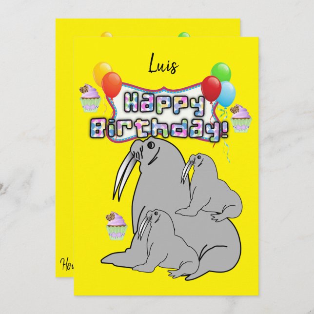 Feliz Aniversário Convite Balões de Selo (Frente/Verso)