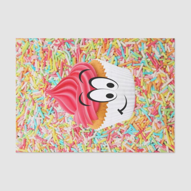 Feliz Aniversário - Cupcake de Papel Tecido (Frente )