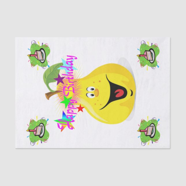 Feliz Aniversário, Cupcake de Pera de Papel (Frente )