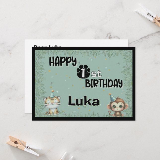 Feliz Aniversário da 1ª rua Selvagem Safari Feliz (Frente/Verso In Situ)