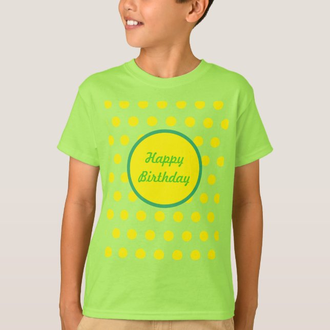 Feliz Aniversário da Criança Camisa Neon Verde e A (Frente)