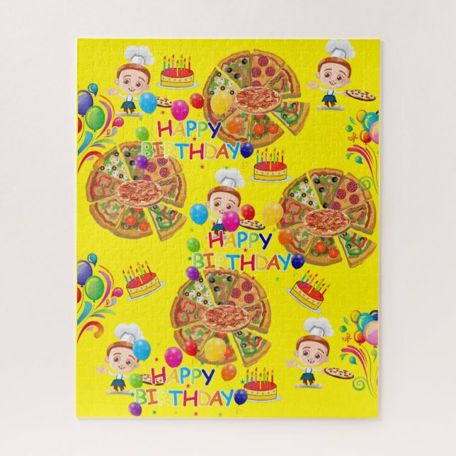 Feliz aniversário da Pizza de quebra-cabeça (Vertical)