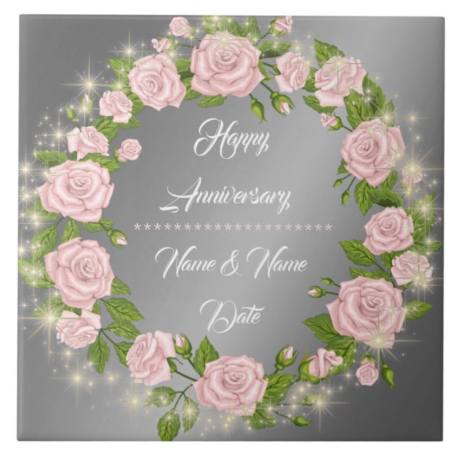 Feliz Aniversário da Rosa de Prata Personalizada (Frente)