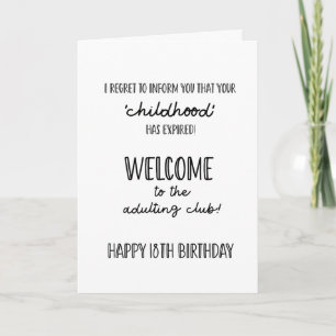 Feliz aniversário de 18 anos.... cartão engraçado
