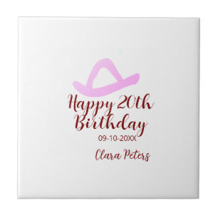 Feliz aniversário de 20 anos menina cowboy rosa da