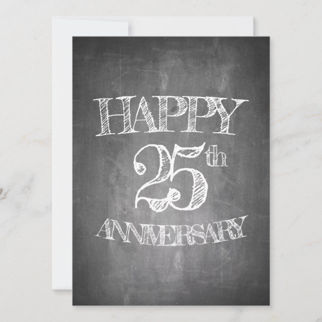 Feliz aniversário de 25 anos em quadro de giz (Frente)