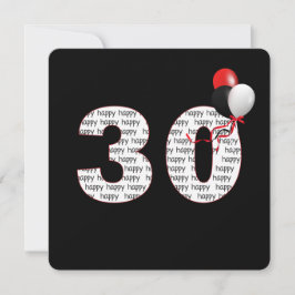 Feliz aniversário de 30 anos no Convite Preto