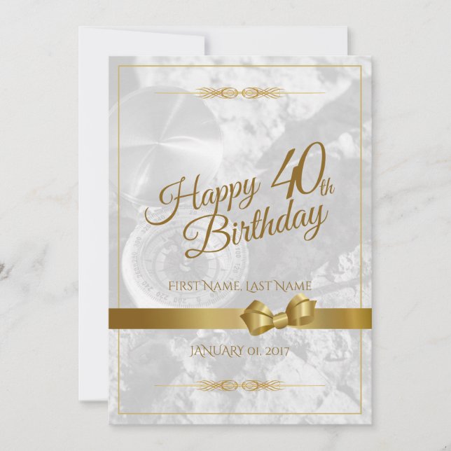 Feliz aniversário de 40 anos com laço dourado (Frente)