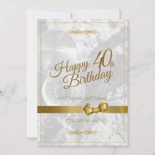 Feliz aniversário de 40 anos com laço dourado