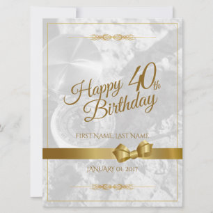 Feliz aniversário de 40 anos com laço dourado