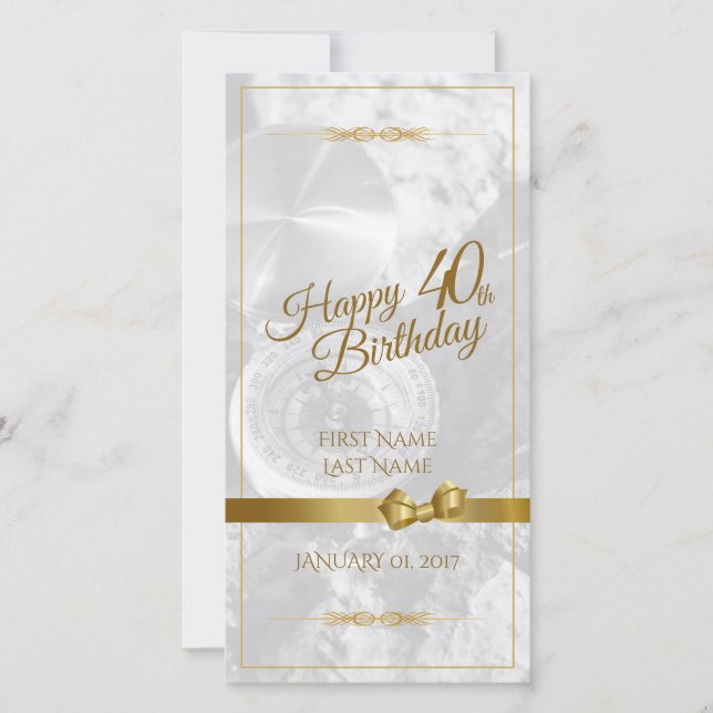 Feliz aniversário de 40 anos com laço dourado (Frente)