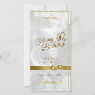 Feliz aniversário de 40 anos com laço dourado