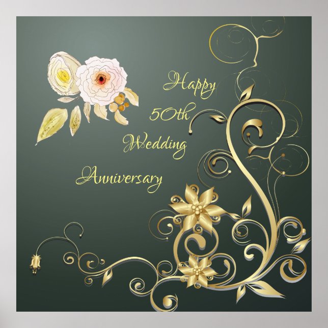 Feliz aniversário de 50 anos de casamento Poster (Frente)