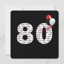 Feliz Aniversário De 80 No Convite Preto