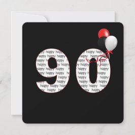 Feliz Aniversário De 90 No Convite Preto
