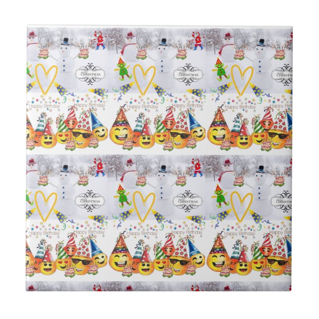 Feliz Aniversário de Feliz Natal para o Azulejo de (Frente)