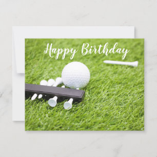 Feliz aniversário de golfe com bola de golfe e tên